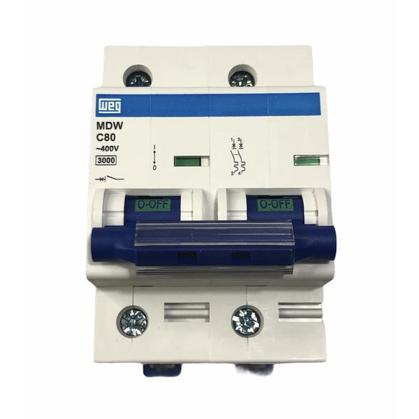 Disjuntor Bipolar Weg Din 80A Curva C 3KA MDW-C80-2