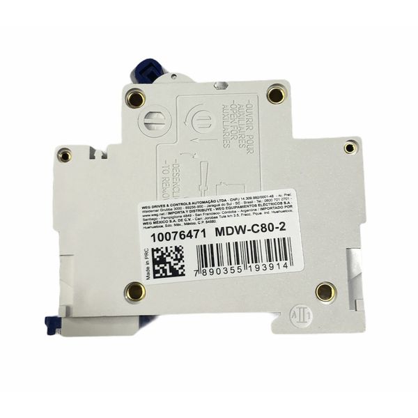 Disjuntor Bipolar Weg Din 80A Curva C 3KA MDW-C80-2