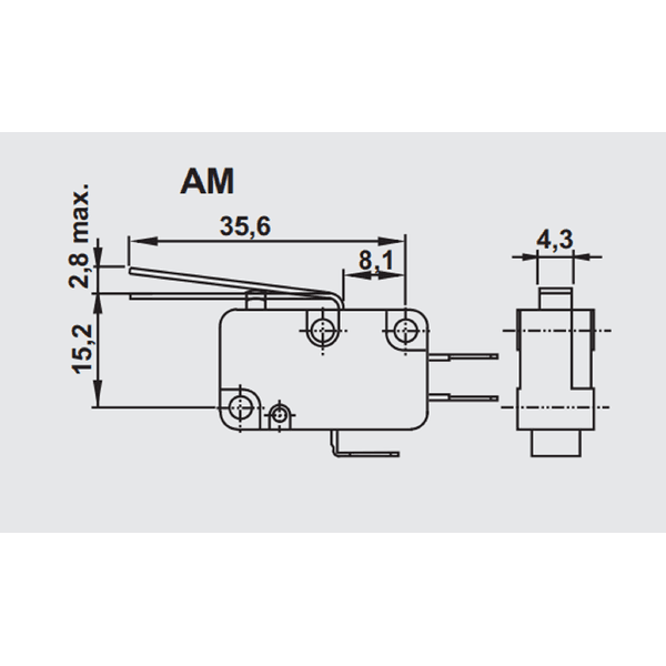 Micro Fim de Curso 15A Alavanca Média Switerm B1410AM