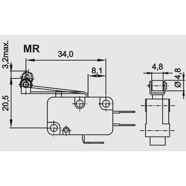 Micro Fim de Curso 15A Alav. Média C/ Rolete Switerm B1400H1