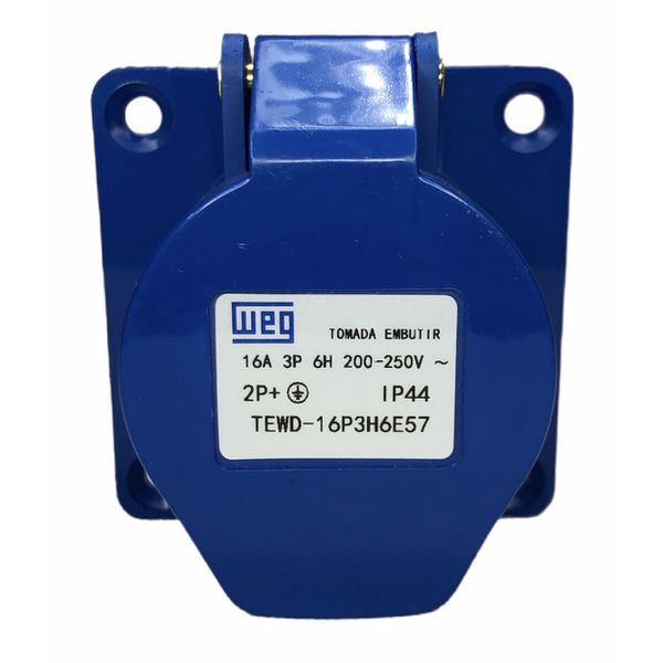 Tomada Embutir Industrial 2p+t 16a 6horas 200-250v Azul Weg