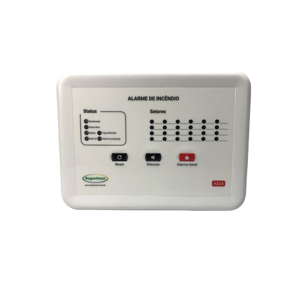 Central Alarme Incêndio Segurimax Convencional 24 Setores Bivolt C/bateria 12V