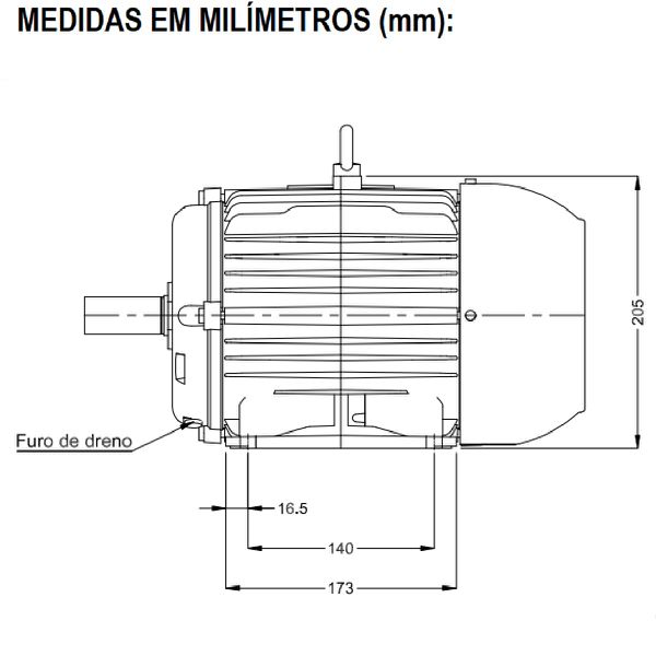 Motor Trifásico 5Cv 2P 3600 Rpm 220/380 Carcaça 100L W22