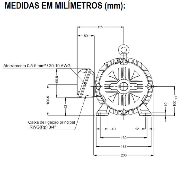 Motor Trifásico 5Cv 2P 3600 Rpm 220/380 Carcaça 100L W22