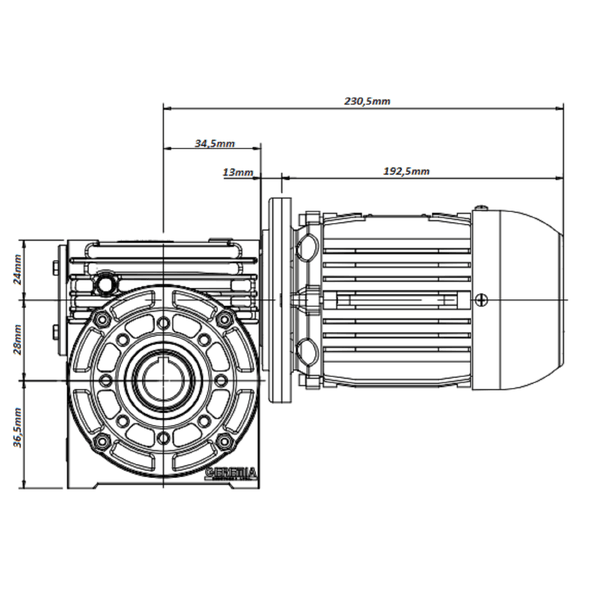 Moto redutor 0,33CV Eixo vazado Redução 1:30 Weg Geremia GSA28
