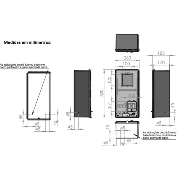 Caixa De Luz Padrão Lateral Monofásica/Bifásica/Trifásica
