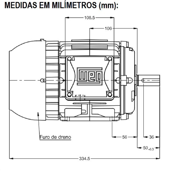 Motor Trifásico 2Cv 4P 1800 Rpm 220/380/440V Carcaça L90S W22