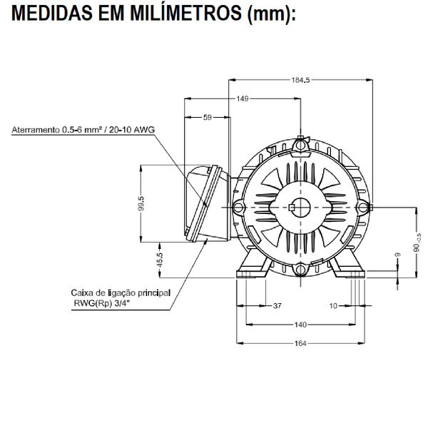 Motor Trifásico 2Cv 4P 1800 Rpm 220/380/440V Carcaça L90S W22