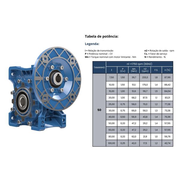 Redutor De Velocidade Weg Tamanho 50 1/10 Coroa E Rosca S/ Fim