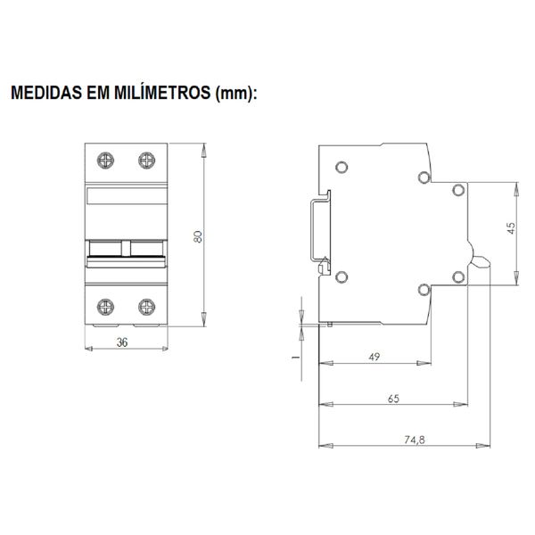 Disjuntor Bipolar Weg Din 10A 3ka Curva B Mdw-B10 