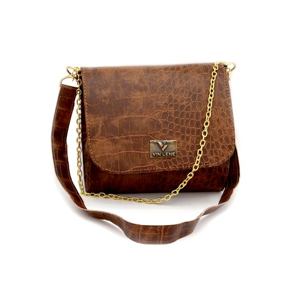 BOLSA FEMININA ESTILO BAÚ TRANSVERSAL MARROM-VINLENE