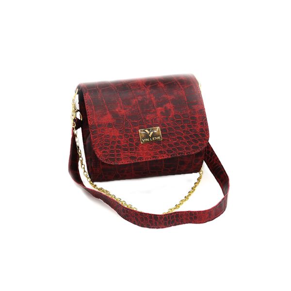 BOLSA FEMININA ESTILO BAÚ TRANSVERSAL CROCO VINLENE