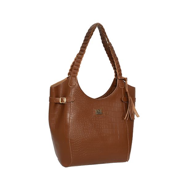 BOLSA FEMININA ESTILO SACOLA CROCO MARROM-VINLENE