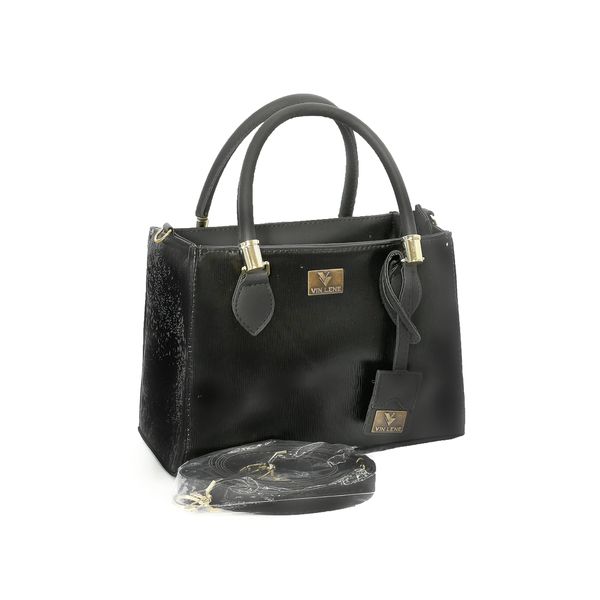BOLSA MÉDIA TRANVERSAL PRETA LISA-Vinlene 