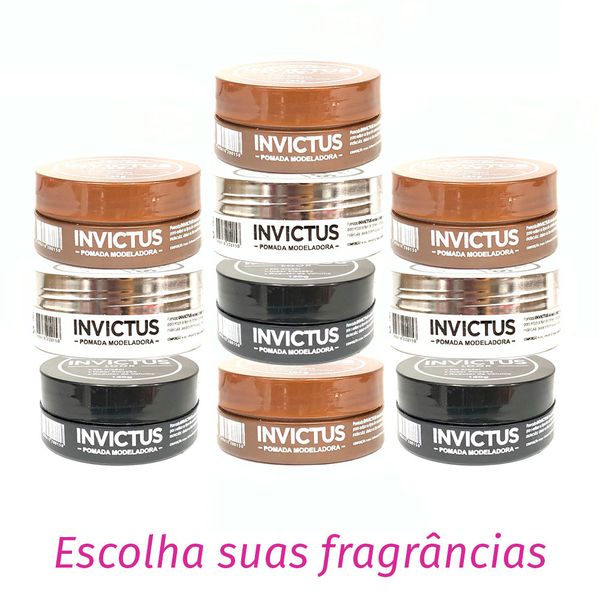 Kit "10" Pomada Modeladora Invictus Look 120g ou Ricco Barber 150g