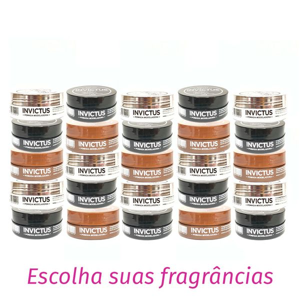 Kit "25" Pomada Modeladora Invictus Look 120g ou Ricco Barber 150g