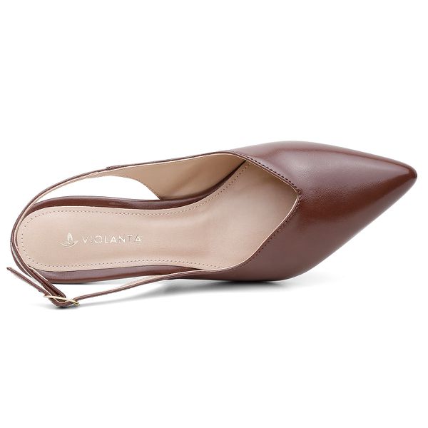 SCARPIN SLINGBACK VIOLANTA CLOE MARROM | Violanta Calçados Femininos