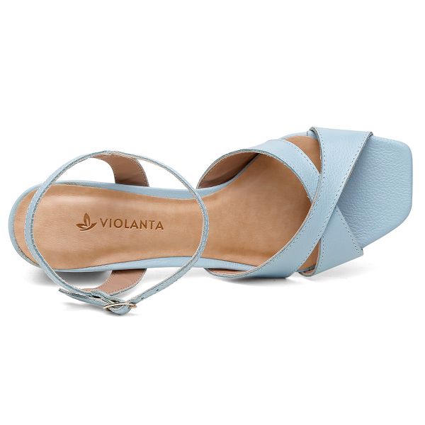 Sandália Violanta Couro Pietra Azul