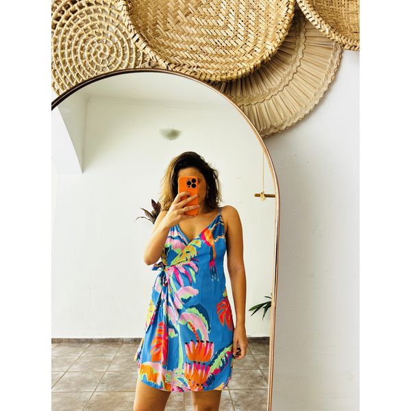 VESTIDO FARM AZUL ENVELOPE P