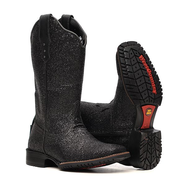 Bota Infantil Feminina - Full Glitter Preto - Colorado - Vimar Boots - 94000-B-VR