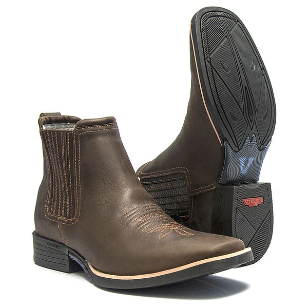 Botina Masculina - Dallas Brown - Roper - Bico Quadrado - Cano Curto - Solado Freedom Flex - Vimar Boots - 82051-B-VR