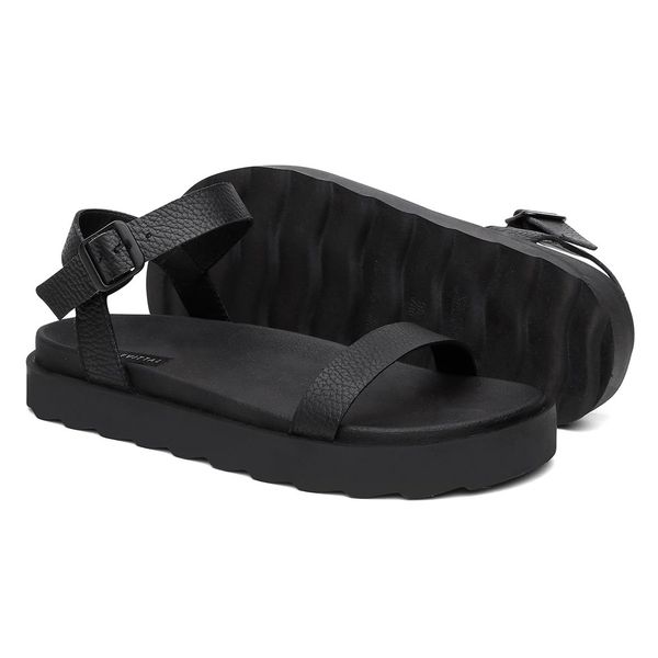 Sand lia Feminina Papete Ajust vel Veramente em Couro R030 Preto