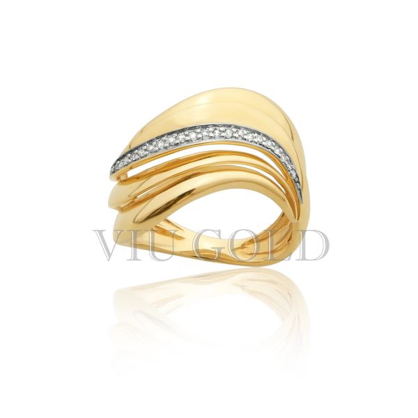 Anel em ouro 18k amarelo com Diamantes