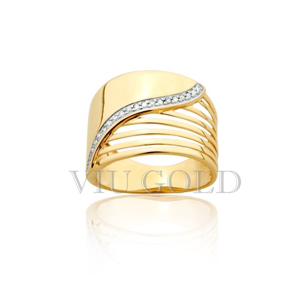 Anel em ouro 18k amarelo com Diamantes