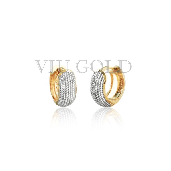 Brinco argola pequena em ouro 18k amarelo e branco