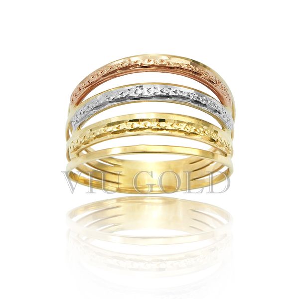 Anel em ouro 18k amarelo, branco, e rose