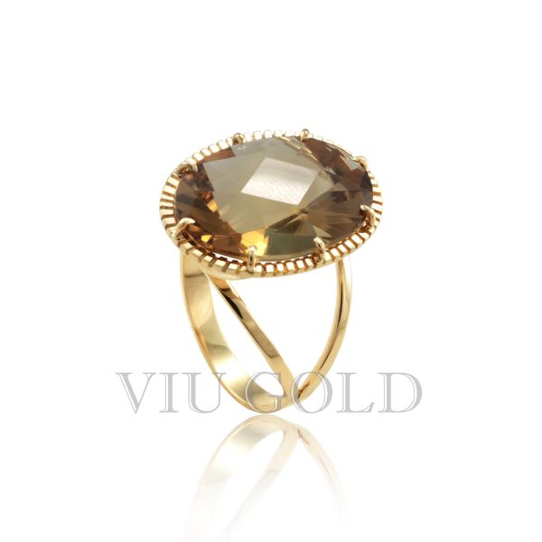 Anel em ouro 18K amarelo com Citrino oval