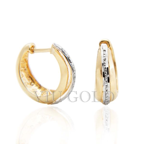 Brinco argola de trava em ouro 18k amarelo e branco