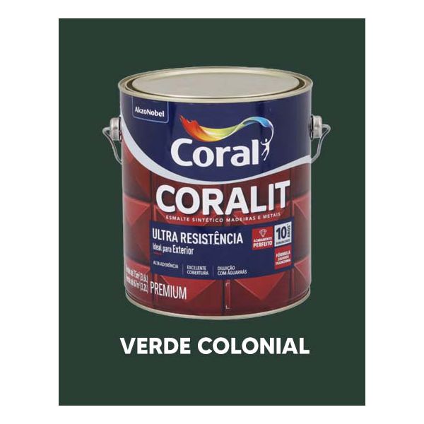 Esmalte Sintético Acetinado Coralit - Verde Colonial 