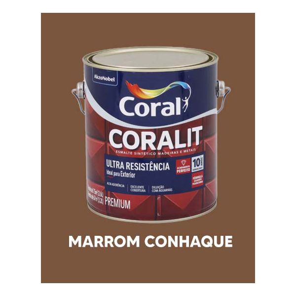 Esmalte Sintético Brilhante Coralit - Marrom Conhaque