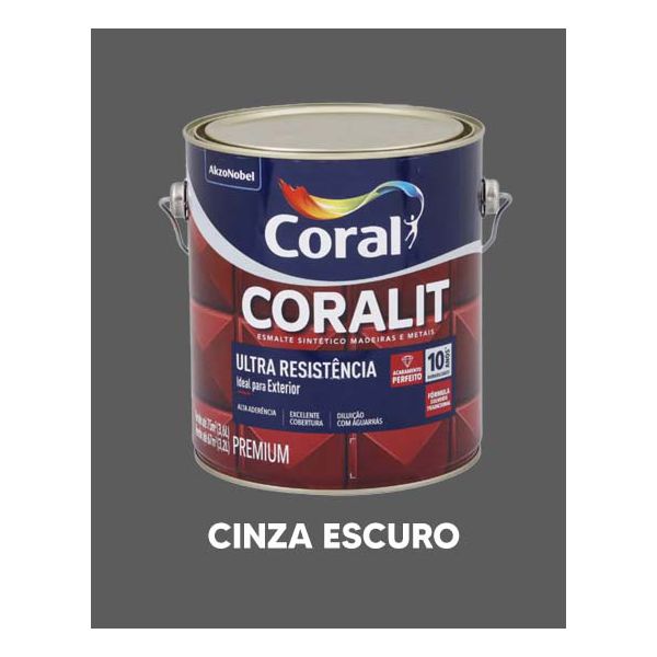 Esmalte Sintético Brilhante Coralit - Cinza Escuro
