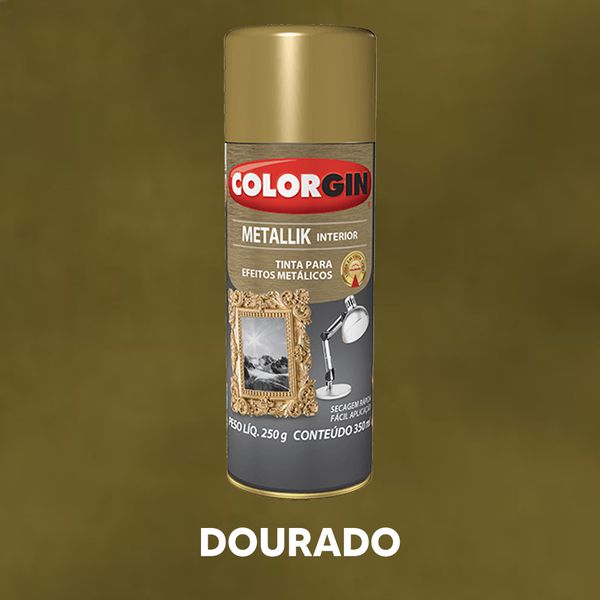 Spray Metallik 350ml Colorgin - Dourado
