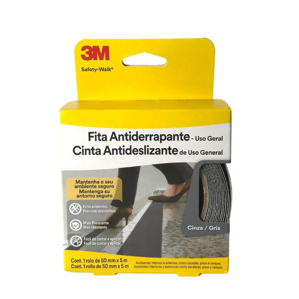 Fita Antiderrapante Uso Geral 3m - Cinza