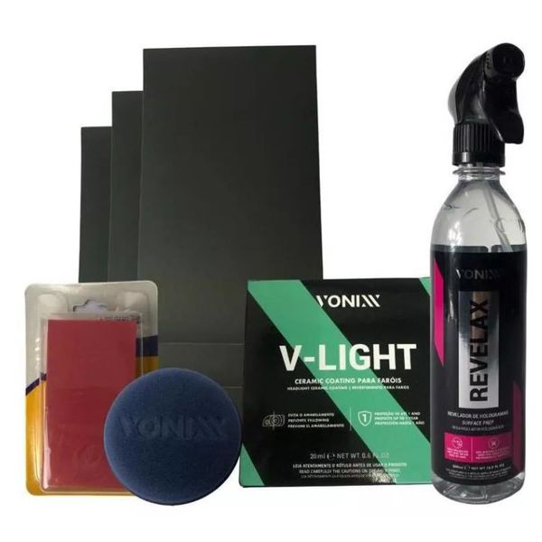 Kit Polimento Farol Revelax Lixa Vitrificador V-light Fita