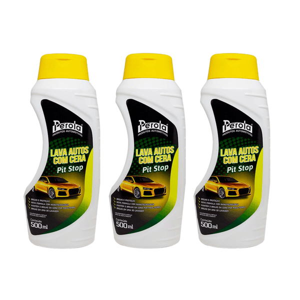 KIT COM 3 UNIDADES - LAVA AUTOS PIT STOP 500ML PEROLA