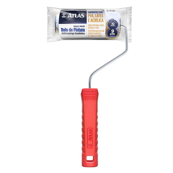 ROLO DE LÃ 9CM 773/9 ANTIRESPINGO COM SUPORTE - ATLAS