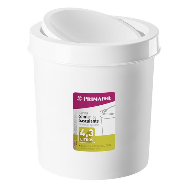 LIXEIRA BASCULANTE PLAST BRANCA 4,3 LITROS PR1017-2 PRIMAFER