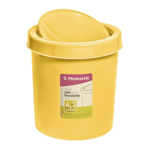 LIXEIRA BASCULANTE PLASTICA AMARELA 4,3 LITROS PR1017-16 PRIMAFER