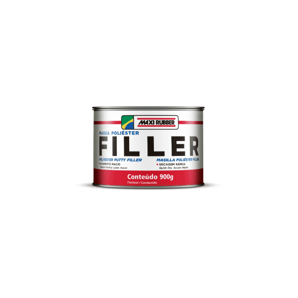 MASSA POLIÉSTER COM CATALISADOR 0,9 KG FILLER MAXI RUBBER