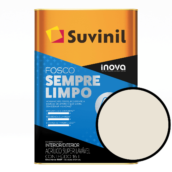 Tinta AcrÍlica 18 Litros Fosco Sempre Limpo Suvinil - Algodão Egípcio