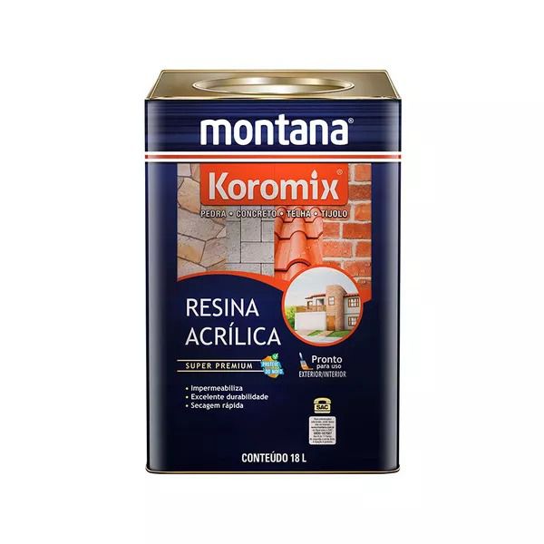 Resina Acrilica Incolor Brilhante Base Solvente 18l Montana