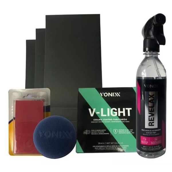 KIT POLIMENTO FAROL REVELAX VITRIFICADOR V-LIGHT LIXAS