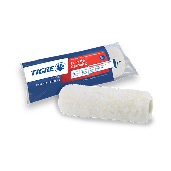 Rolo de Lã 23cm Tigre 1300 Sem Suporte Alta Cobertura