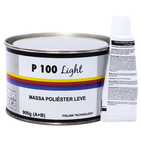 Massa Poliéster c/ Catalisador 0,9kg P100 Light Sibren BR – Acabamento Profissional