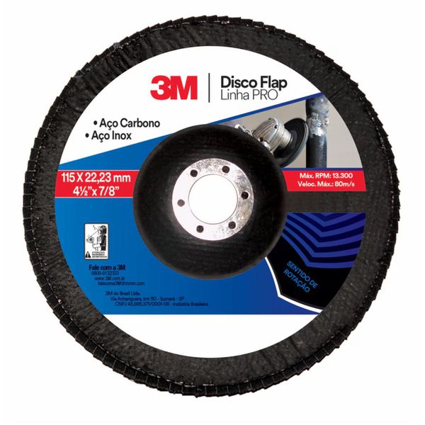 Disco Flap 115x22mm 3M P40 Multi Desbaste Aço Inox Metal 