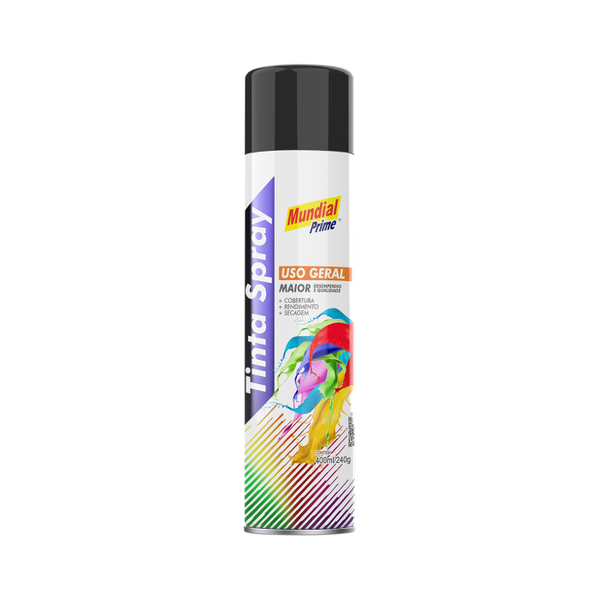 Spray Uso Geral Mundial Prime - Preto Semi Brilho
